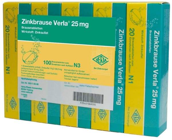 Zinkbrause Verla 25 mg 100 Brausetabletten