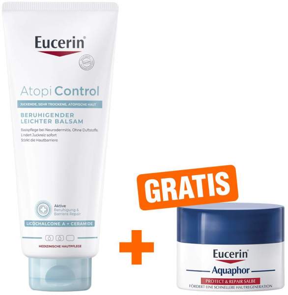 Eucerin AtopiControl Balsam 400 ml + gratis Aquaphor Repair-Salbe 7 ml