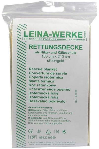Rettungsdecke Gold+silber 160x220 cm