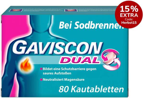 Gaviscon Dual 250 mg - 106,5 mg - 187,5 mg 80 Kautabletten