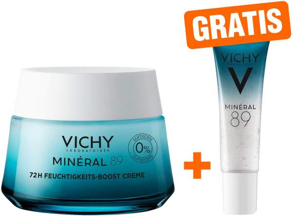 Vichy Mineral 89 72h Feuchtigkeits Boost 50 ml Creme + gratis Mineral 89 10 ml Probe