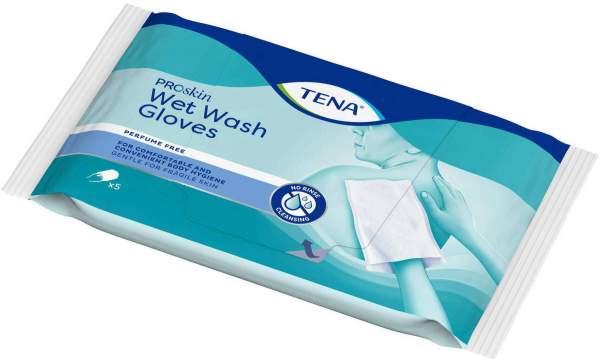 Tena Wet Wash Glove Parfümfrei 15x23 cm Blau