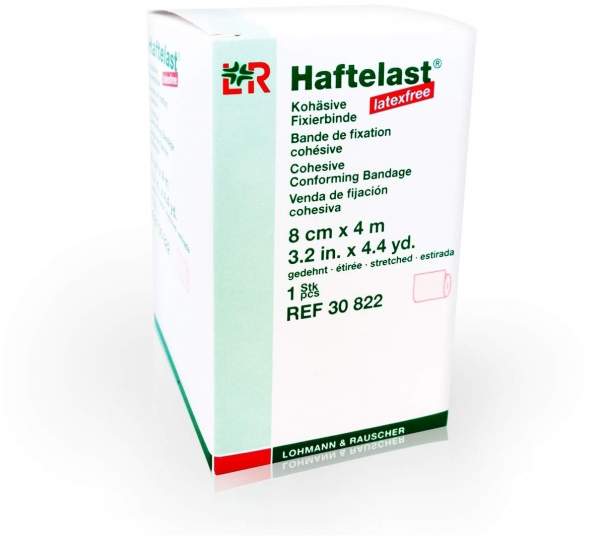 Haftelast Fixierbinde Latexfrei 8cm X 4cm Cremefarben, 1 Binde