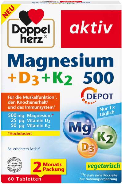 Doppelherz Magnesium 500+D3+K2 Depot 60 Tabletten