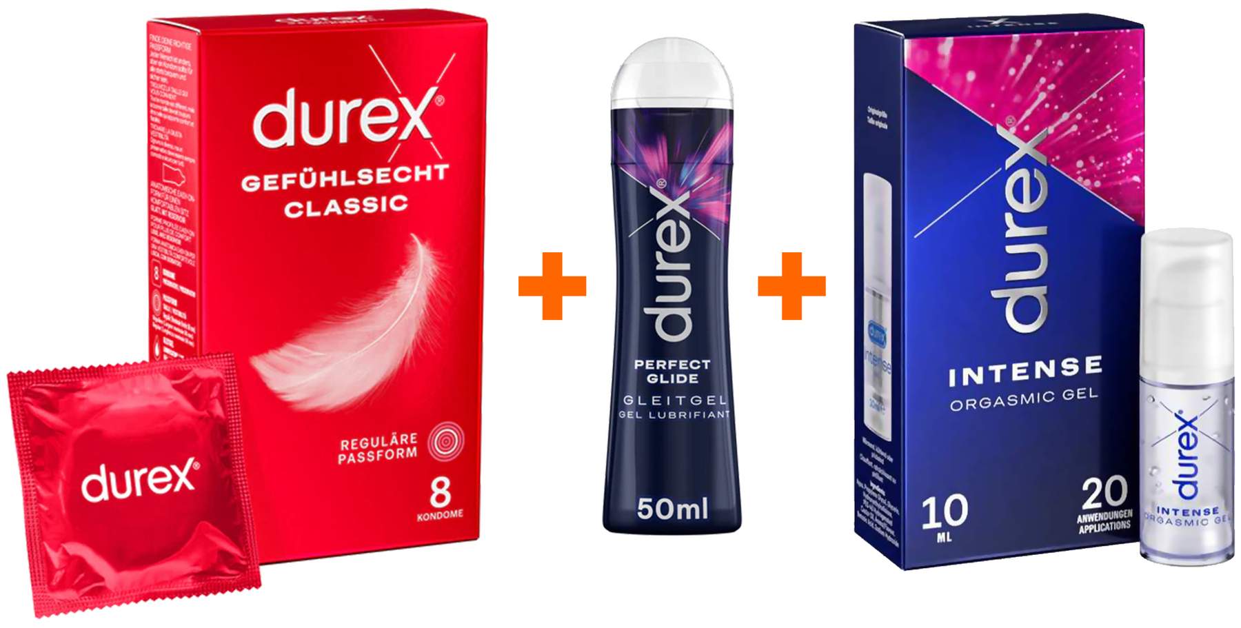 Durex Gefühlsecht Classic 8 Kondome + Perfect Glide Gleitgel 50 ml +
