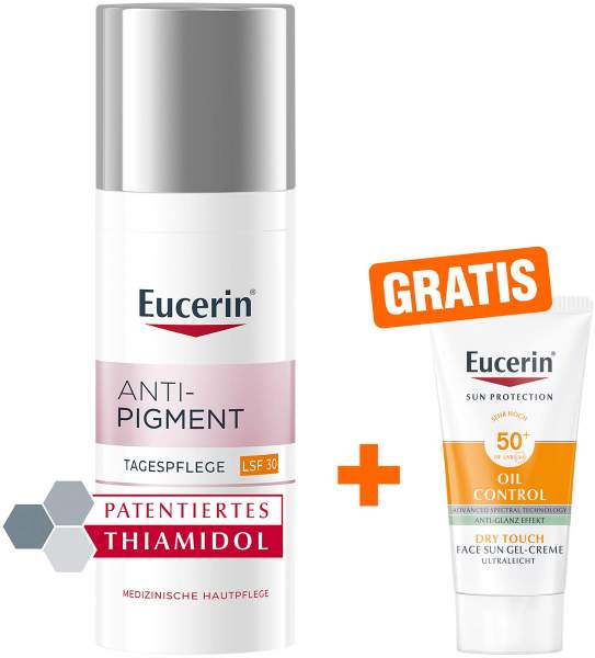 Eucerin Anti-Pigment Tagespflege LSF30 50 ml Creme + gratis Sun Gel-Creme Oil Control 20 ml