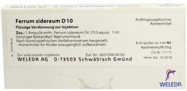 Ferrum sidereum D 10 Weleda 8 x 1 ml Ampullen