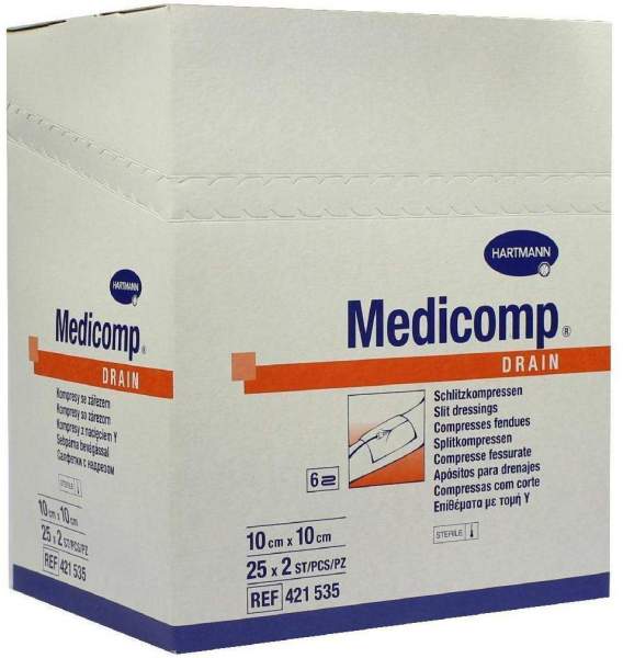 Medicomp Drain Kompresse 10x10cm Steril