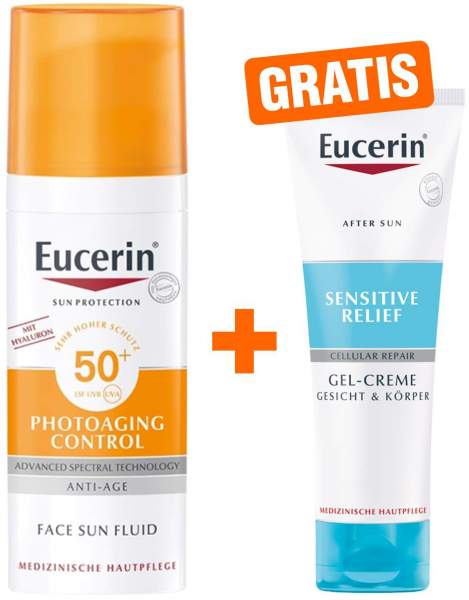 Eucerin Sun Fluid PhotoAging LSF 50 50 ml + gratis Sensitive After Sun 50 ml