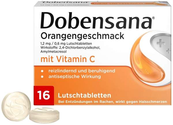 Dobensana Orangengeschmack 1,2 mg &amp; 0,6 mg 16 Lutschtabletten