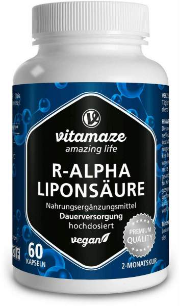 R-alpha-Liponsäure 200 mg hochdosiert vegan Kapseln 60 Stück