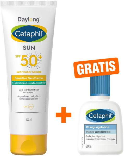 Cetaphil Sun Daylong SPF 50+ sensitives Gel 200 ml + gratis Cetaphil Reinigungslotion 29 ml