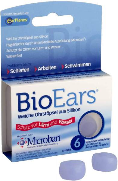 Bioears Silikon Ohrstöpsel Antimikrobielle 6 Stück