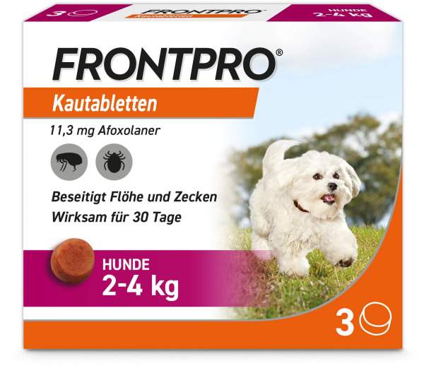 Frontpro 11 mg für Hunde 2 - 4 kg 3 Kautabletten