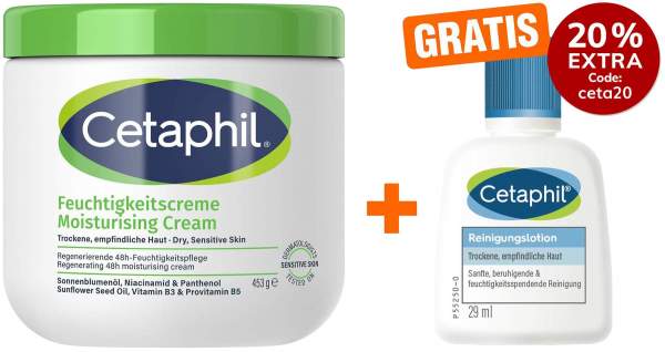 Cetaphil Feuchtigkeitscreme 453 g + gratis Reinigungslotion 29 g