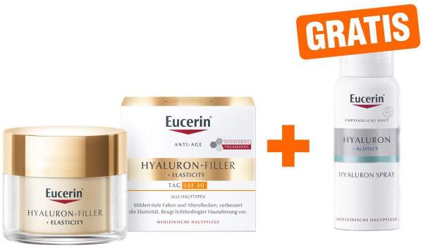 Eucerin Hyaluron Filler + Elasticity Tagespflege LSF30 50 ml + gratis Hyaluron Spray 50 ml