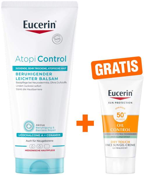Eucerin AtopiControl Balsam 200 ml + gratis Eucerin Sun Gel-Creme Oil Control 20 ml