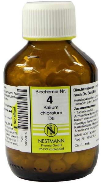 Biochemie 4 Kalium Chloratum D 6 400 Tabletten