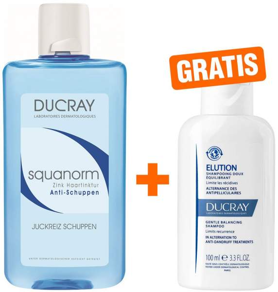 Ducray Squanorm Anti Schuppen Zink Haartinktur 200ml + gratis Elution ausgl. Shampoo 100 ml
