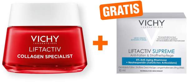 Vichy Liftactiv Collagen Specialist 50 ml + gratis Vichy Liftactiv Supreme Tag normale Haut 15 ml