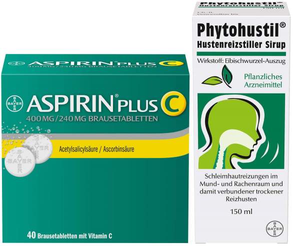 Aspirin Plus C 40 Brausetabletten + Phytohustil Hustenreizstiller 150 ml Sirup