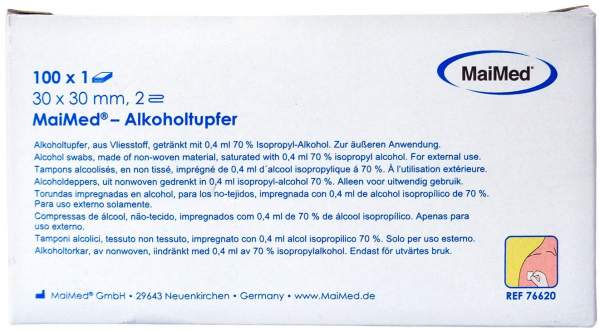 Maimed Alkoholtupfer 30x30 mm Weiß Aus Vlies 100 S