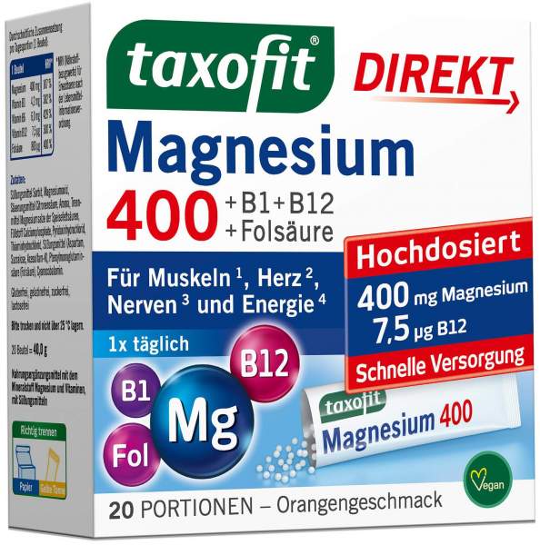 Taxofit Magnesium 400 + B1 + B6 + B12 + Folsäure 800 µg 20 Portionen