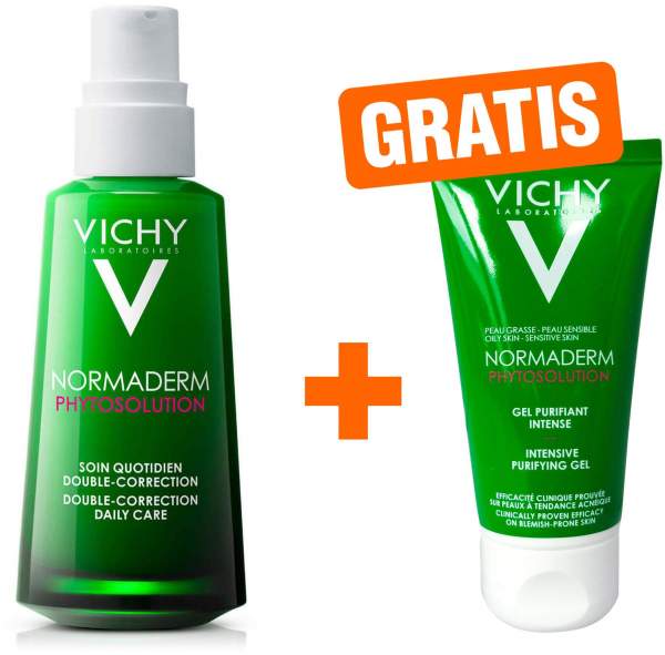 Vichy Normaderm Phytosolution Anti Unreinheitenpflege mit 2 Fach Wirkung 50 ml + gratis Reinigungsgel 50 ml