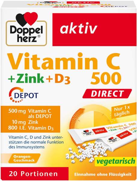 Doppelherz Vitamin C 500+zink+d3 Depot Direct 20 Pellets