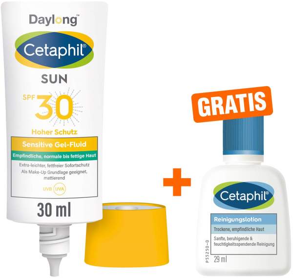 Cetaphil Sun Daylong SPF 30 sensitive Gel - Fluid Gesicht 30 ml + gratis Cetaphil Reinigungslotion 29 ml