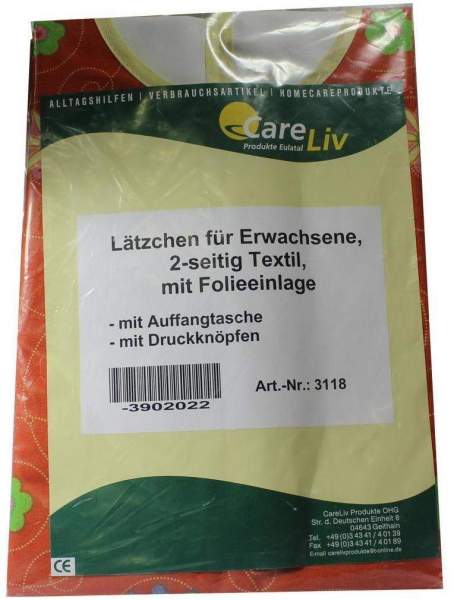 Lätzchen Erwachsene Mit Tasche 2-Seitig Mit Folie und Druckknopf