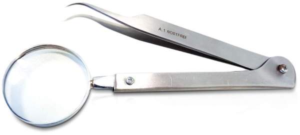 Zeckenzange Zeckenpinzette Verstellbar Lupe 11,5 cm 1 Stück