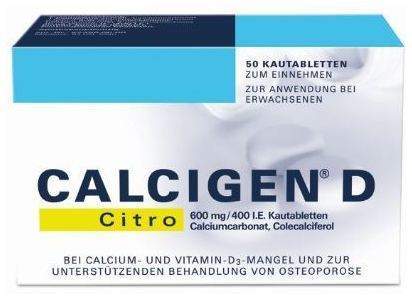 Calcigen D Citro 600 mg und 400 I.E. 50 Kautabletten