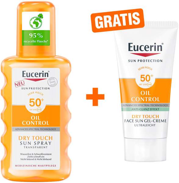 Eucerin Sun Oil Control Transparent Spray LSF 50+ 200 ml + gratis Sun Gel-Creme Oil Control 20 ml