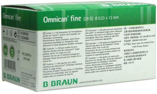 Omnican Fine Pen Kanüle 0,33 X 12 mm 100 Kanülen