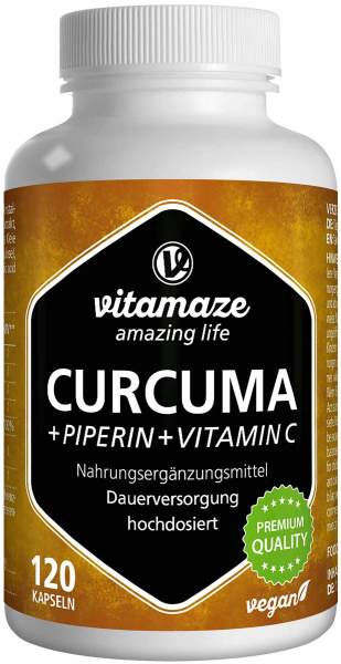 Curcuma + Piperin + Vitamin C Vegan 120 Kapseln