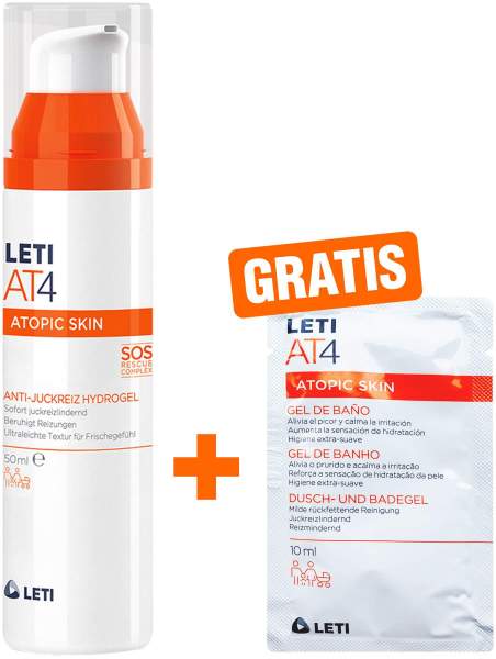 Leti AT4 Anti-Juckreiz Hydrogel 50 ml + gratis AT4 Dusch- &amp; Badegel 10 ml