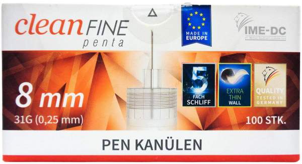 Cleanfine Penta Pen Kanüle 31 G 8 mm 100 Stück