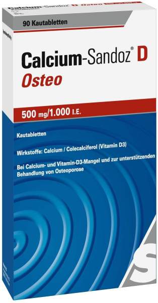 Calcium Sandoz D Osteo 500 mg Pro 1.000 I.E. 90 Kautabletten