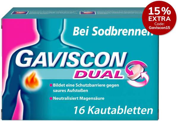 Gaviscon Dual 250 mg - 106,5 mg - 187,5 mg 16 Kautabletten