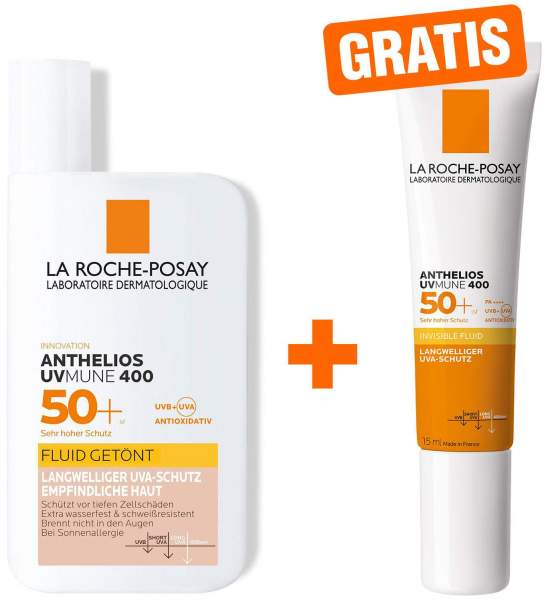 La Roche Posay Anthelios Invisible Fluid Getönt UVMune 400 LSF 50 ml + gratis 15 ml ohne Tönung