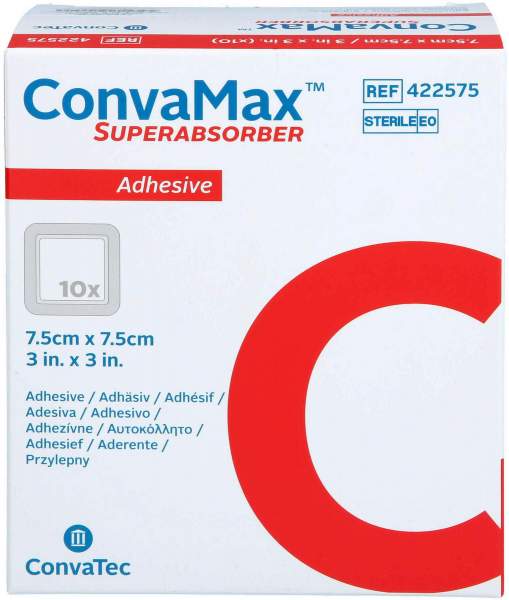 Convamax Superabsorber Adhäsiv 7,5 X 7,5 cm 10 Stück