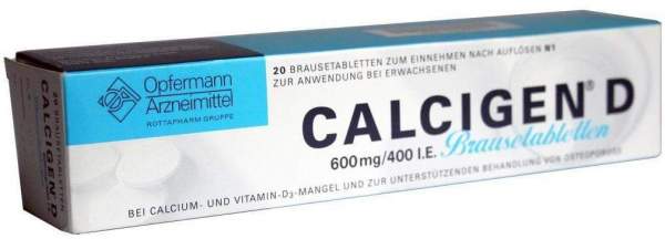 Calcigen D 600 mg und 400 I.E. Brausetabletten 20 Stück