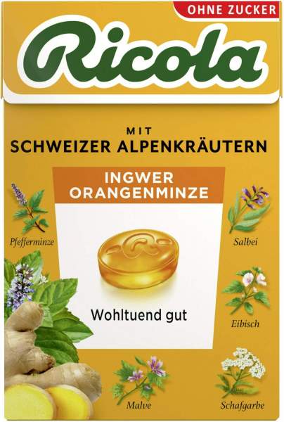 Ricola Ingwer Orangenminze - Schweizer Hustenbonbons 50 g