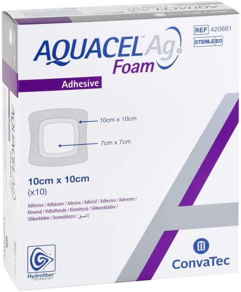 Aquacel AG Foam Adhäsiv 10 X 10 cm Verband 10 Stück