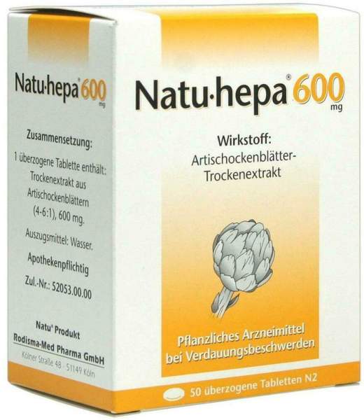 Natu Hepa 600 mg 50 Überzogene Tabletten
