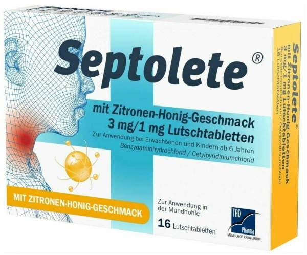 Septolete mit Zitronen-Honig-Geschmack 3 mg je 1 mg 16 Lutschtabletten