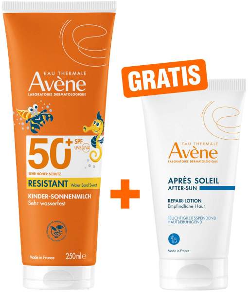 Avene Sunsitive Kinder Sonnenmilch SPF 50 + 250 ml Milch + gratis Repair - Lotion nach der Sonne 50 ml