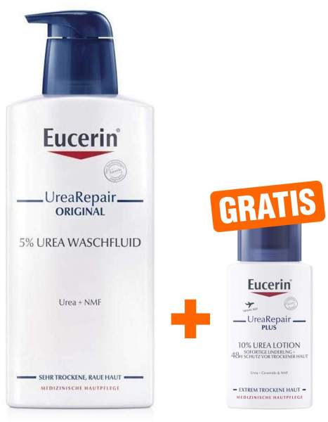 Eucerin UreaRepair ORIGINAL Waschfluid 5% + gratis UreaRepair PLUS Lotion 10% 100 ml