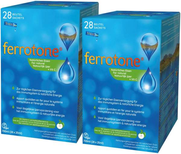 Ferrotone Natürliches Eisen plus Vitamin C Apfel 2 x 28 x 25 ml Beutel